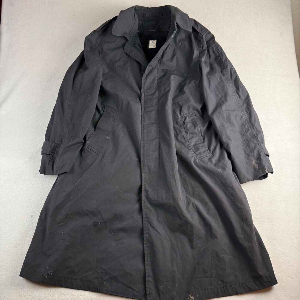 Mens US Military Trench Coat Black Removable Liner 38R Overcoat Rain Jacket